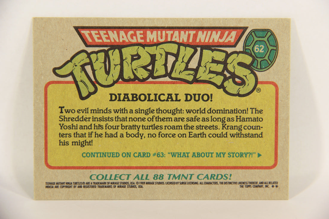 Teenage Mutant Ninja Turtles 1989 Trading Card #62 Diabolical Duo ENG L017674