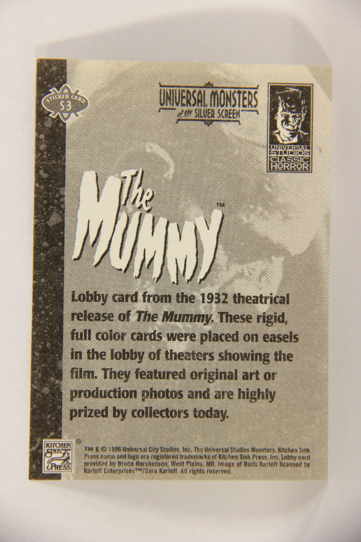 Universal Monsters Of The Silver Screen 1996 Sticker Card #S3 The Mummy 1932 L017685