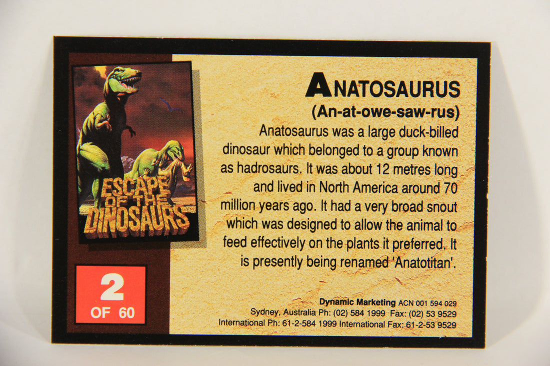 Escape Of The Dinosaurs 1993 Trading Card #2 Anatosaurus ENG L017687