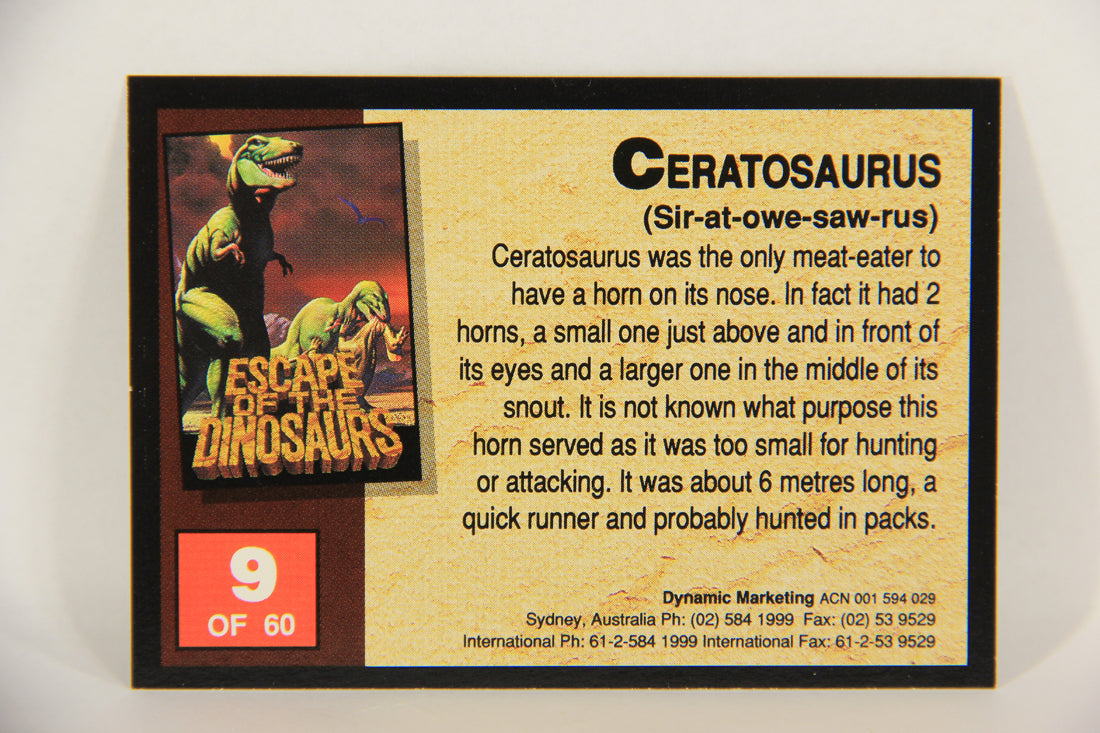 Escape Of The Dinosaurs 1993 Trading Card #9 Ceratosaurus ENG L017694