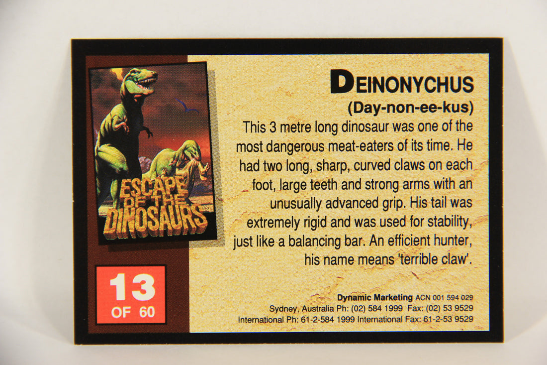 Escape Of The Dinosaurs 1993 Trading Card #13 Deinonychus ENG L017698