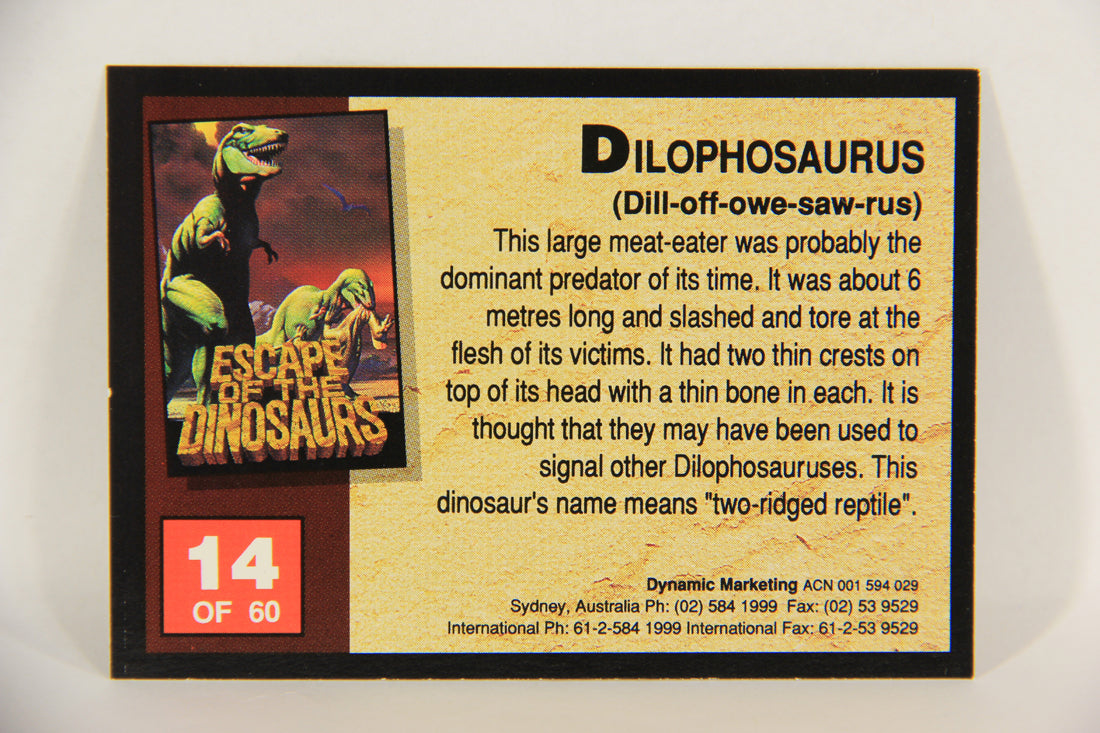 Escape Of The Dinosaurs 1993 Trading Card #14 Dilophosaurus ENG L017699