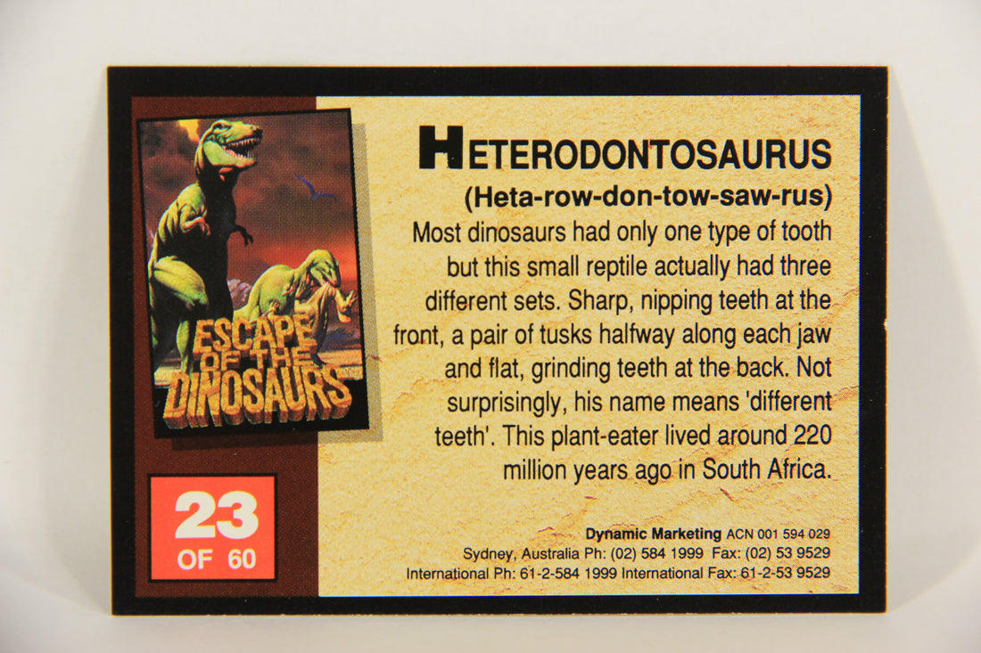 Escape Of The Dinosaurs 1993 Trading Card #23 Heterodontosaurus ENG L017708