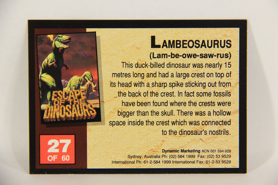 Escape Of The Dinosaurs 1993 Trading Card #27 Lambeosaurus ENG L017712