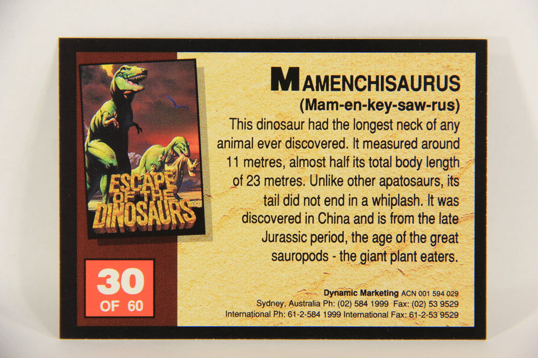 Escape Of The Dinosaurs 1993 Trading Card #30 Mamenchisaurus ENG L017715