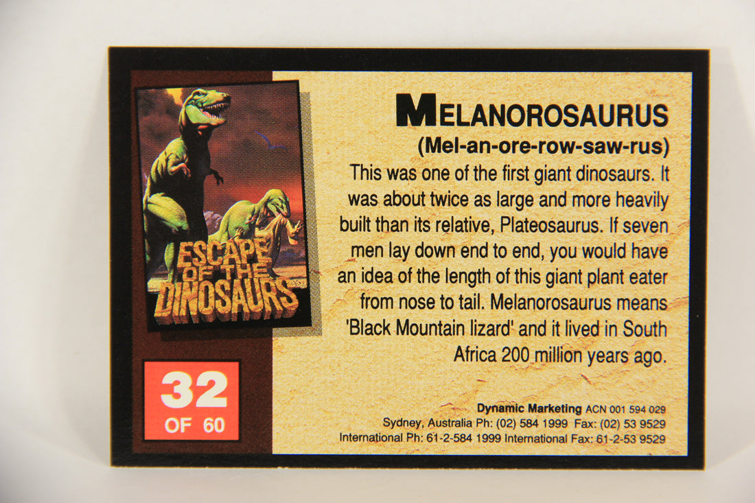 Escape Of The Dinosaurs 1993 Trading Card #32 Melanorosaurus ENG L017717