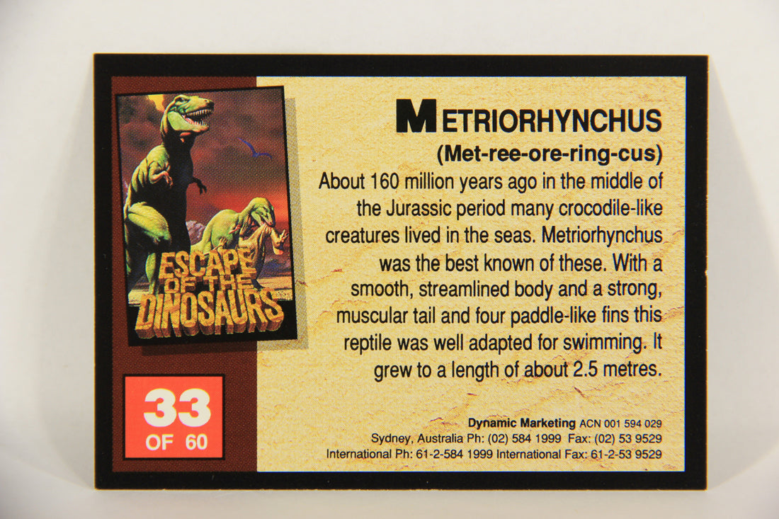 Escape Of The Dinosaurs 1993 Trading Card #33 Metriorhynchus ENG L017718