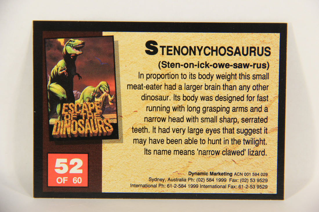 Escape Of The Dinosaurs 1993 Trading Card #52 Stenonychosaurus ENG L017737