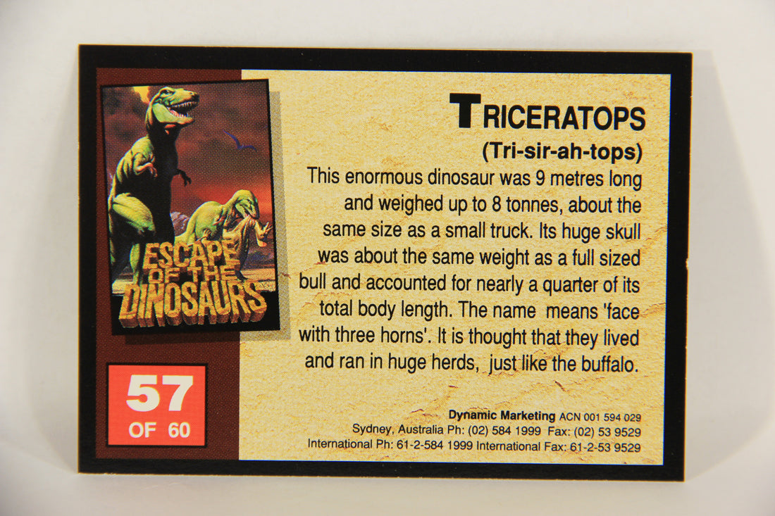 Escape Of The Dinosaurs 1993 Trading Card #57 Triceratops ENG L017742