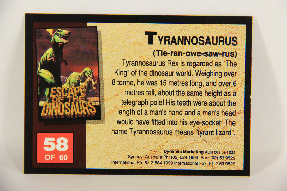 Escape Of The Dinosaurs 1993 Trading Card #58 Tyrannosaurus ENG L017743