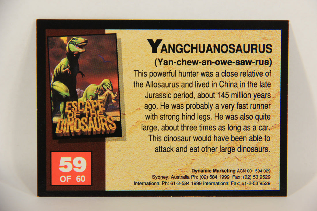 Escape Of The Dinosaurs 1993 Trading Card #59 Yangchuanosaurus ENG L017750
