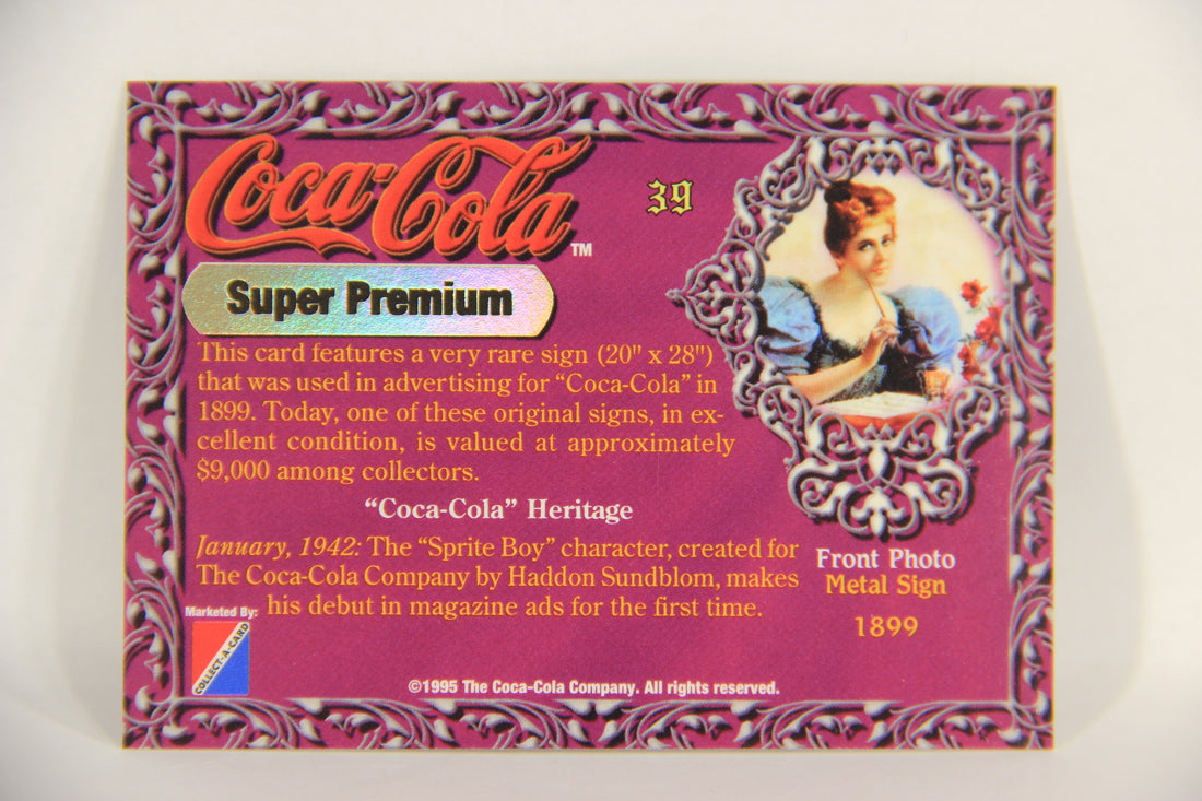 Coca-Cola Super Premium 1995 Trading Card #39 Metal Sign 1899 L017789