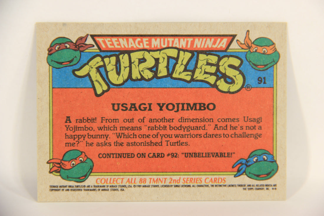 Teenage Mutant Ninja Turtles 2nd Series 1989 Trading Card #91 Usagi Yojimbo L017813