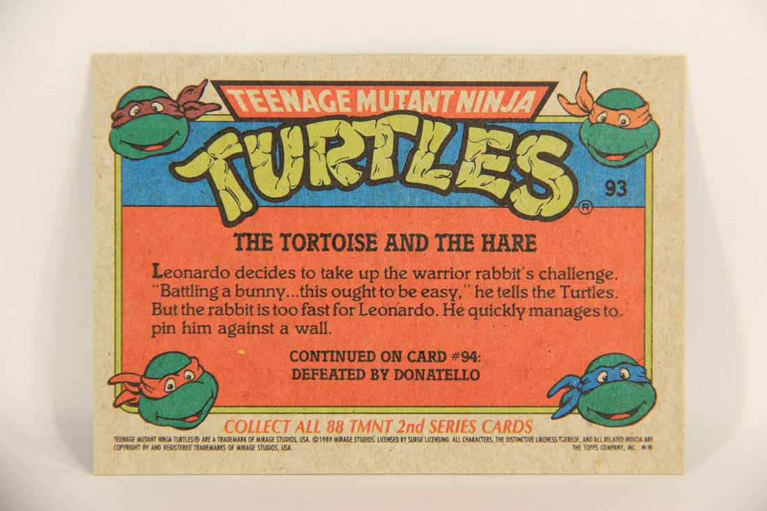 Teenage Mutant Ninja Turtles 2nd Series 1989 Trading Card #93 The Tortoise And The Hare L017815