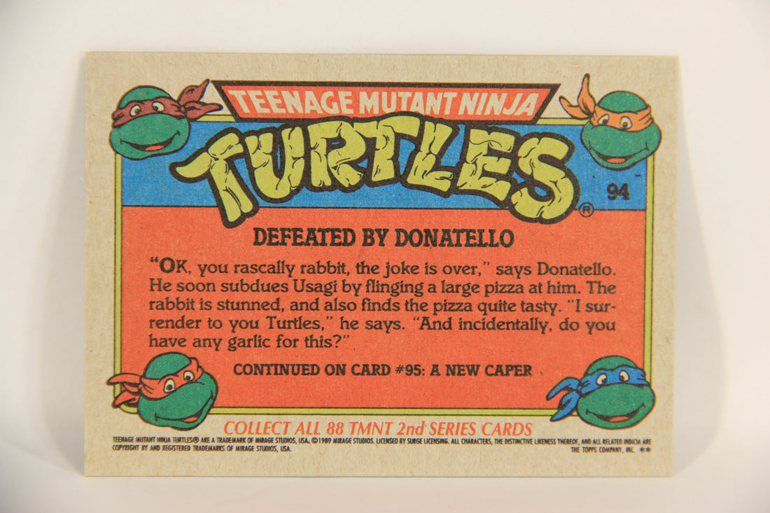 Teenage Mutant Ninja Turtles 2nd Series 1989 Trading Card #94 Defeated By Donatello L017816