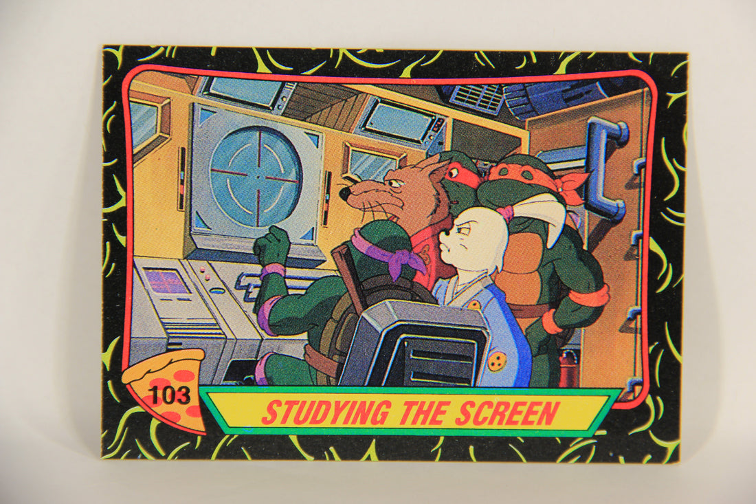 Teenage Mutant Ninja Turtles 2nd Series 1989 Trading Card #103 Studying The Screen L017825