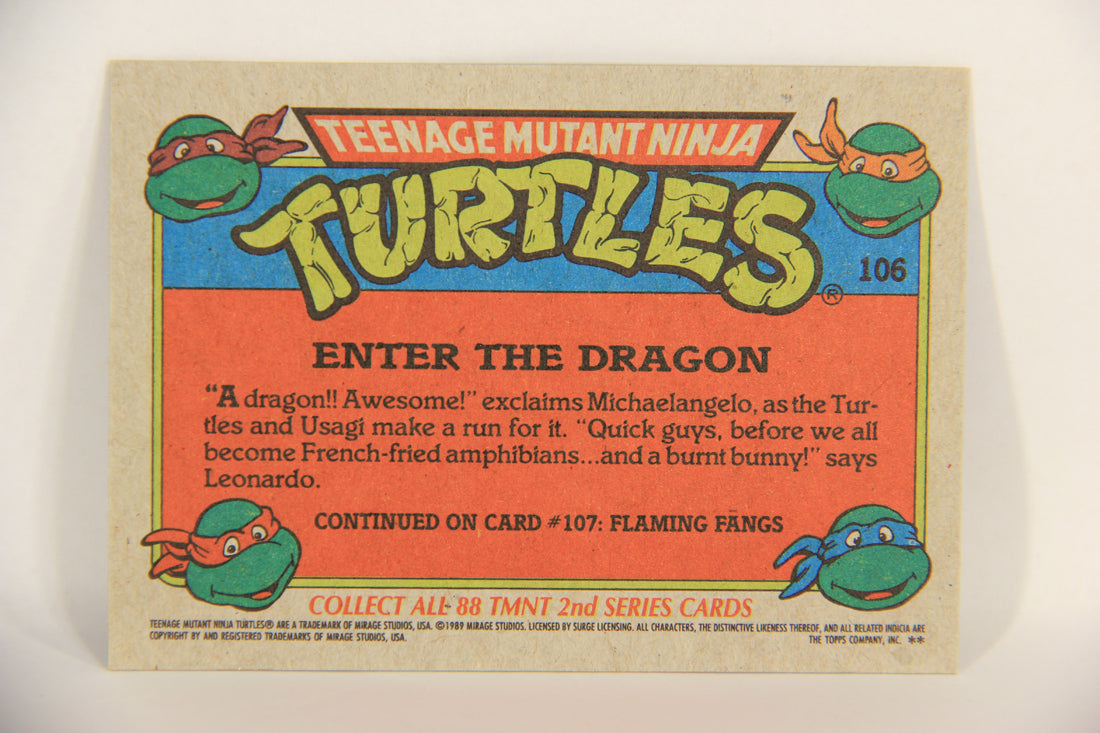 Teenage Mutant Ninja Turtles 2nd Series 1989 Trading Card #106 Enter The Dragon L017828