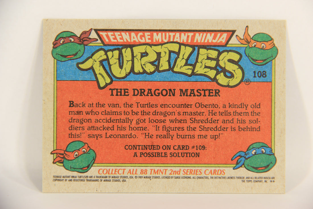 Teenage Mutant Ninja Turtles 2nd Series 1989 Trading Card #108 The Dragon Master L017830