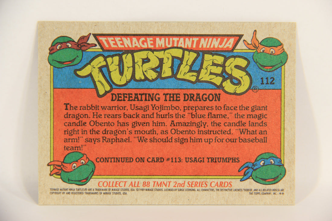 Teenage Mutant Ninja Turtles 2nd Series 1989 Trading Card #112 Defeating The Dragon L017834