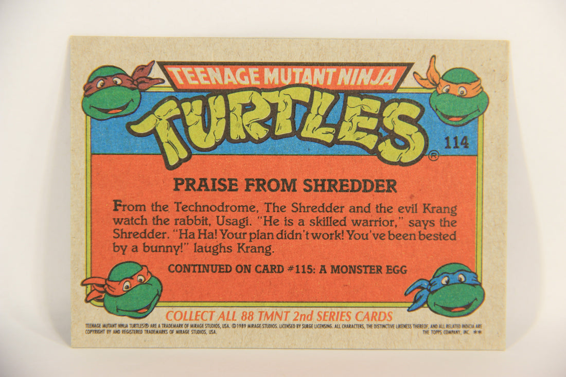 Teenage Mutant Ninja Turtles 2nd Series 1989 Trading Card #114 Praise From Shredder L017836