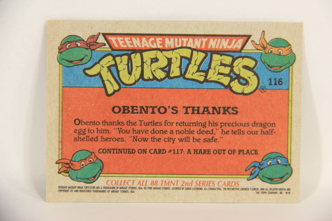 Teenage Mutant Ninja Turtles 2nd Series 1989 Trading Card #116 Obento's Thanks L017838