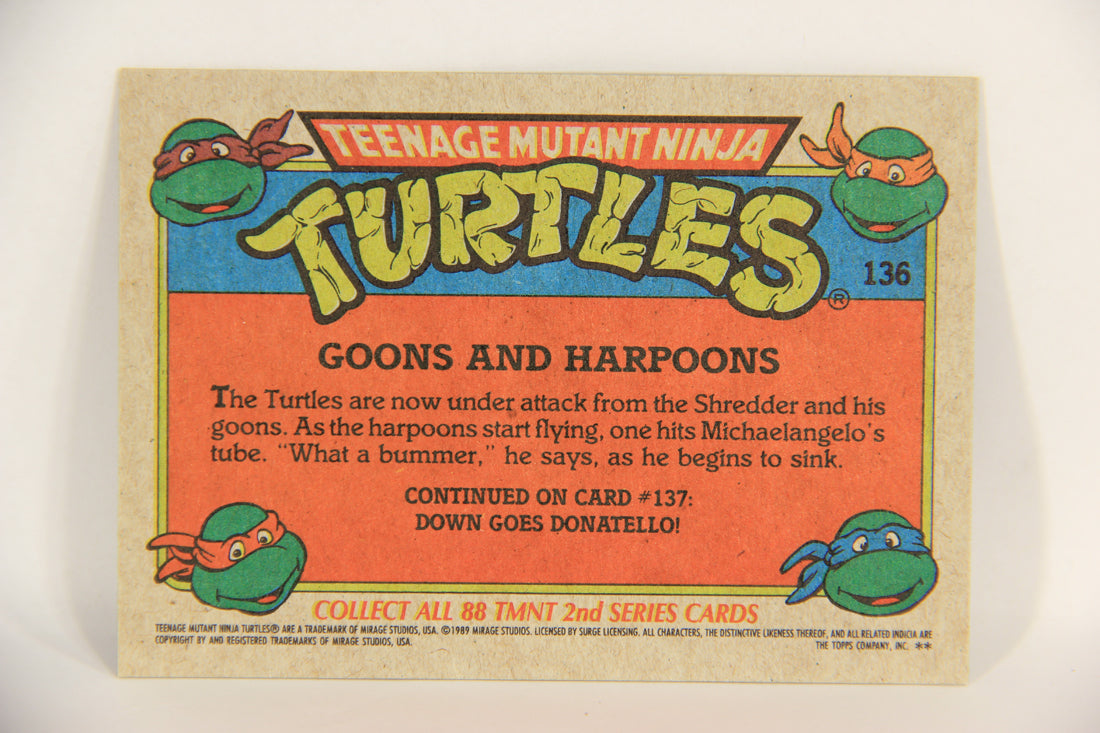 Teenage Mutant Ninja Turtles 2nd Series 1989 Trading Card #136 Goons And Harpoons L017858