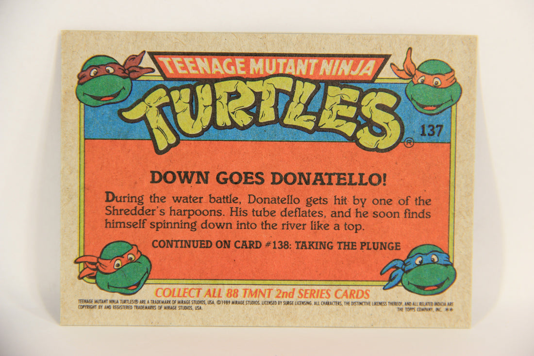 Teenage Mutant Ninja Turtles 2nd Series 1989 Trading Card #137 Down Goes Donatello L017859
