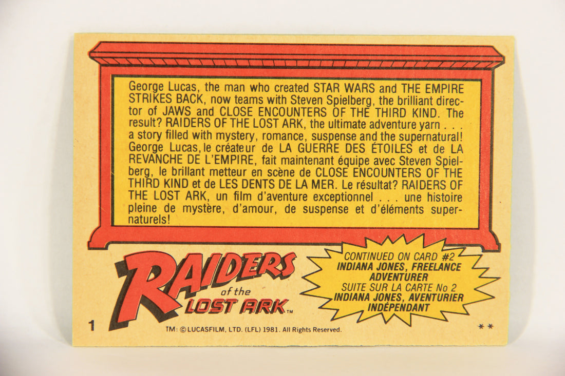 Raiders Of The Lost Ark 1981 Trading Card #1 Raiders Of The Lost Ark FR-ENG OPC L017927