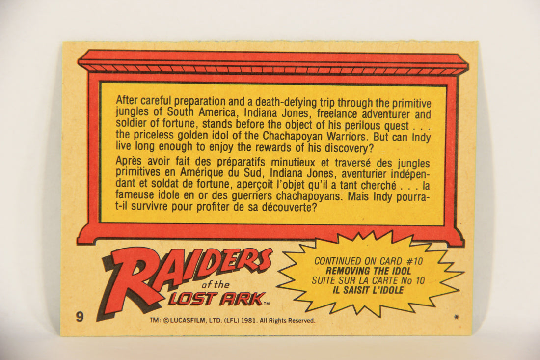 Raiders Of The Lost Ark 1981 Trading Card #9 The Priceless Gold Idol FR-ENG OPC L017935