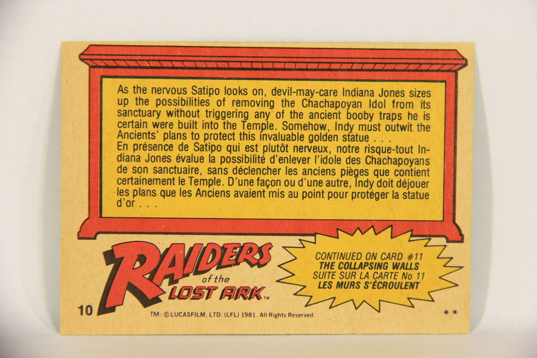 Raiders Of The Lost Ark 1981 Trading Card #10 Removing The Idol FR-ENG OPC L017936