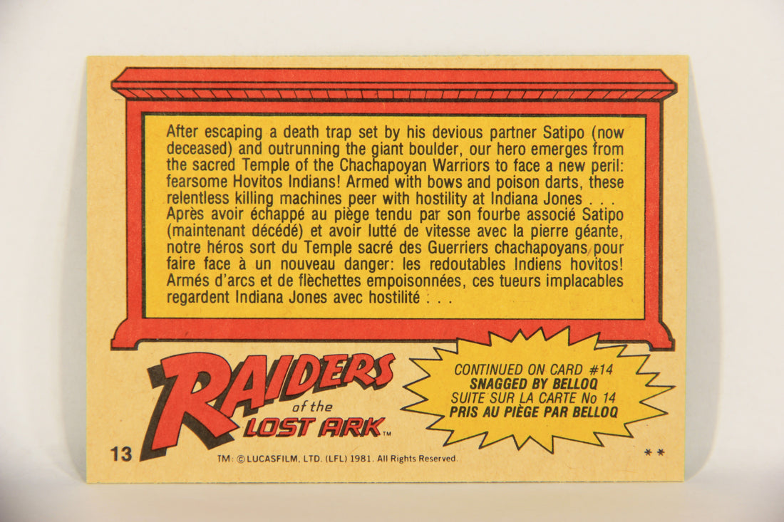 Raiders Of The Lost Ark 1981 Trading Card #13 Fearsome Hovitos Indians FR-ENG OPC L017939