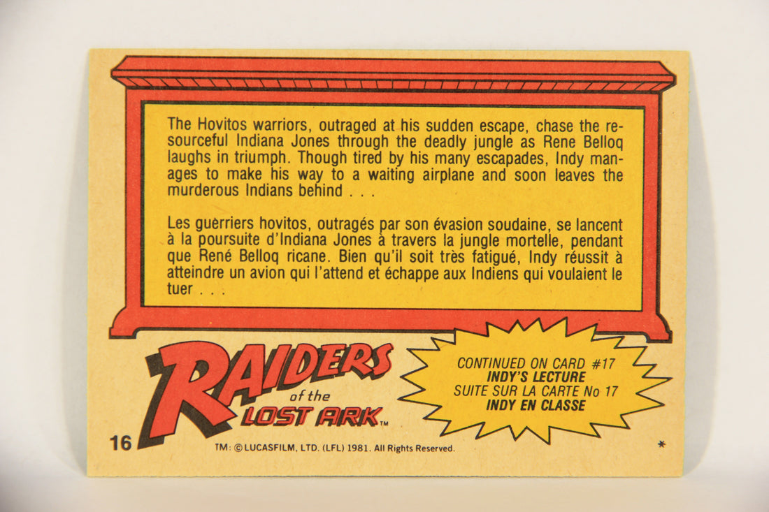 Raiders Of The Lost Ark 1981 Trading Card #16 Escape To The Skies FR-ENG OPC L017942