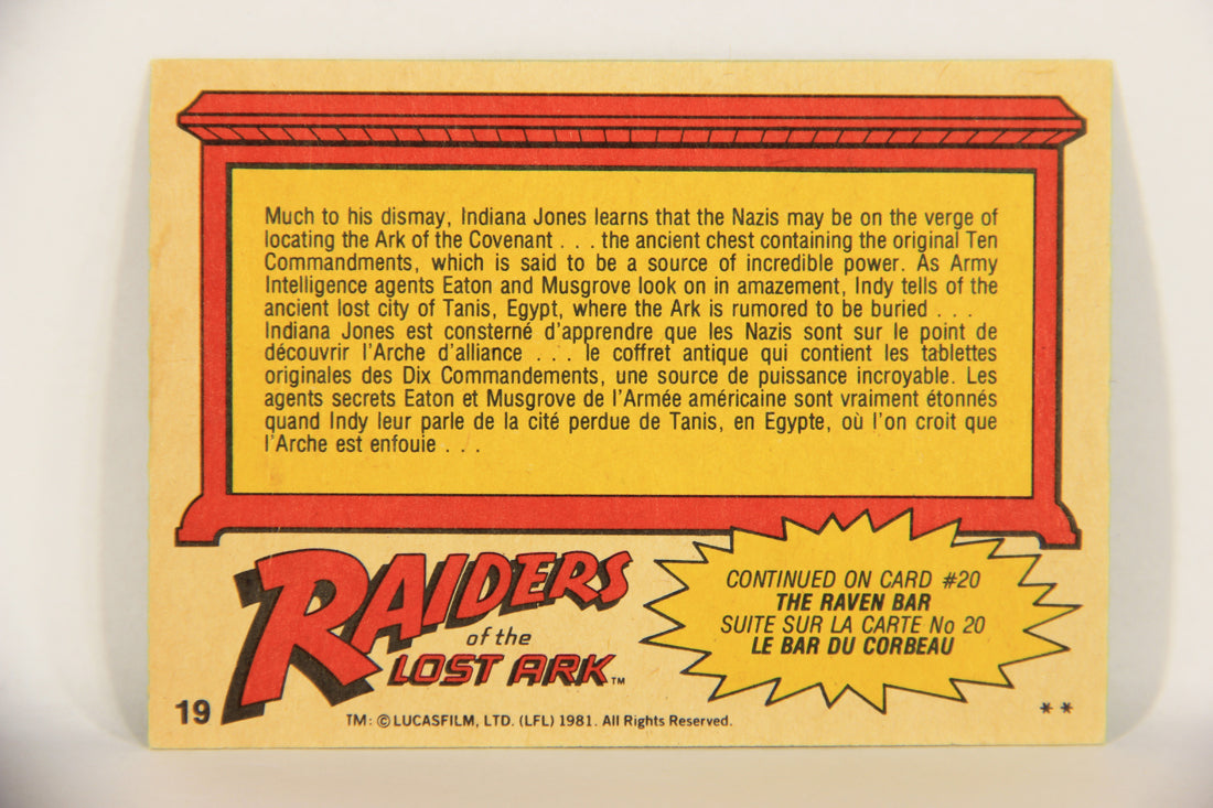 Raiders Of The Lost Ark 1981 Trading Card #19 Mystery Of History FR-ENG OPC L017945