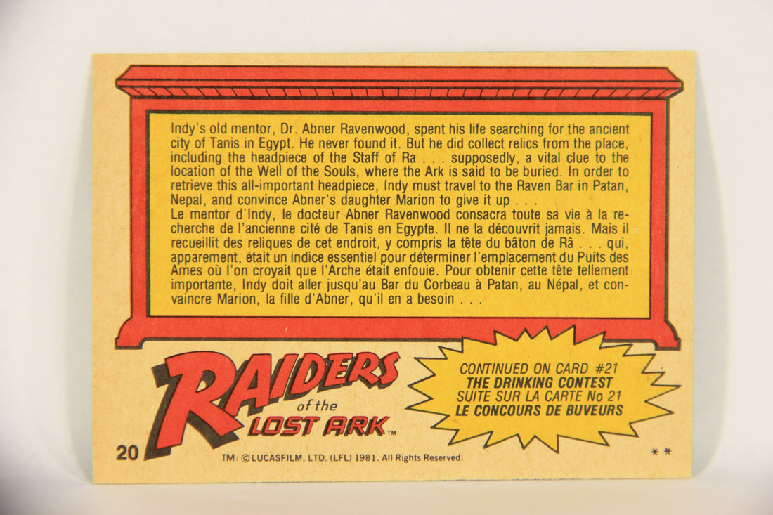 Raiders Of The Lost Ark 1981 Trading Card #20 The Raven Bar FR-ENG OPC L017946