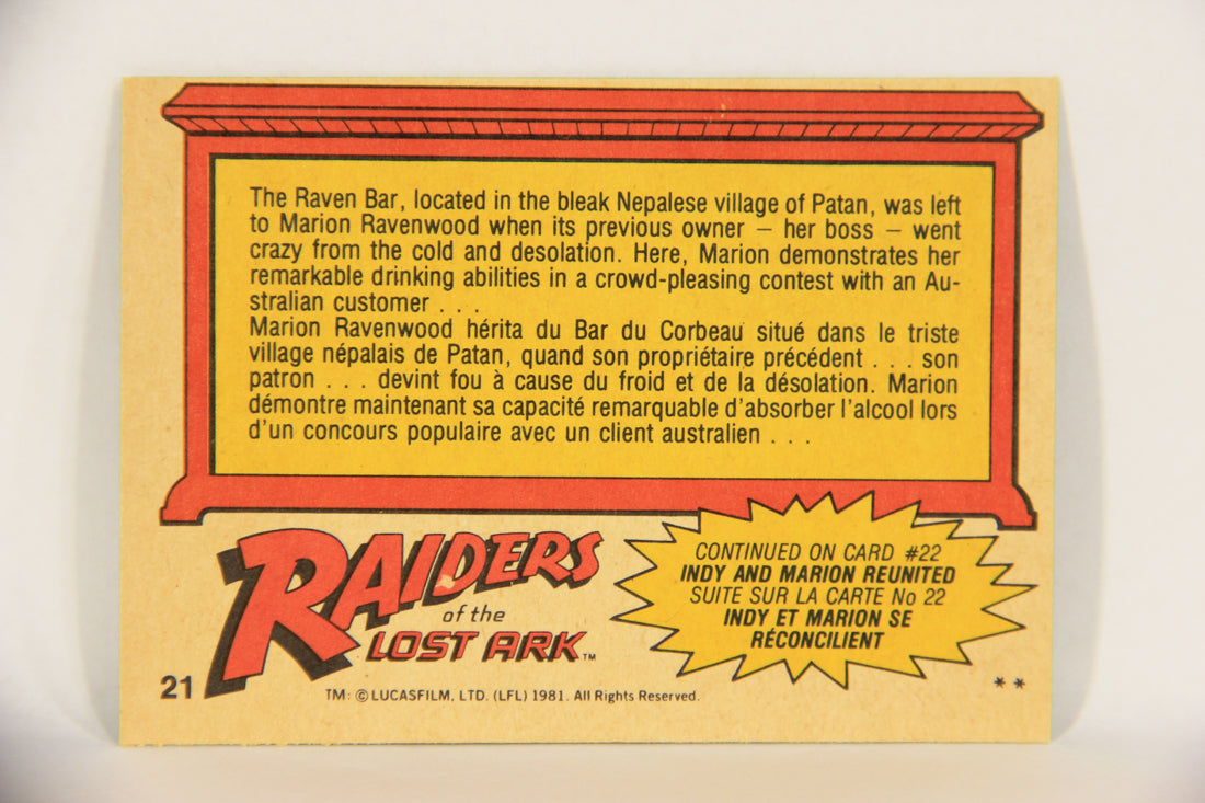 Raiders Of The Lost Ark 1981 Trading Card #21 The Drinking Contest FR-ENG OPC L017947