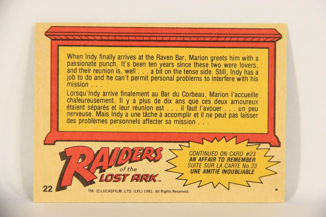 Raiders Of The Lost Ark 1981 Trading Card #22 Indy And Marion Reunited FR-ENG OPC L017948