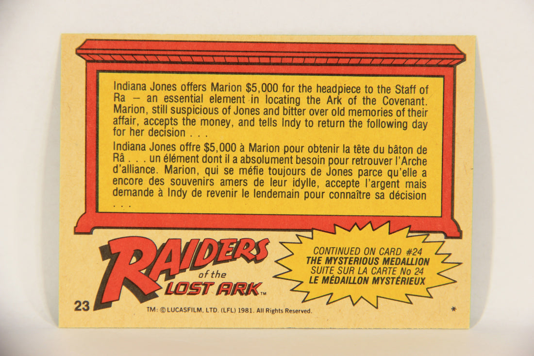 Raiders Of The Lost Ark 1981 Trading Card #23 An Affair To Remember FR-ENG OPC L017949