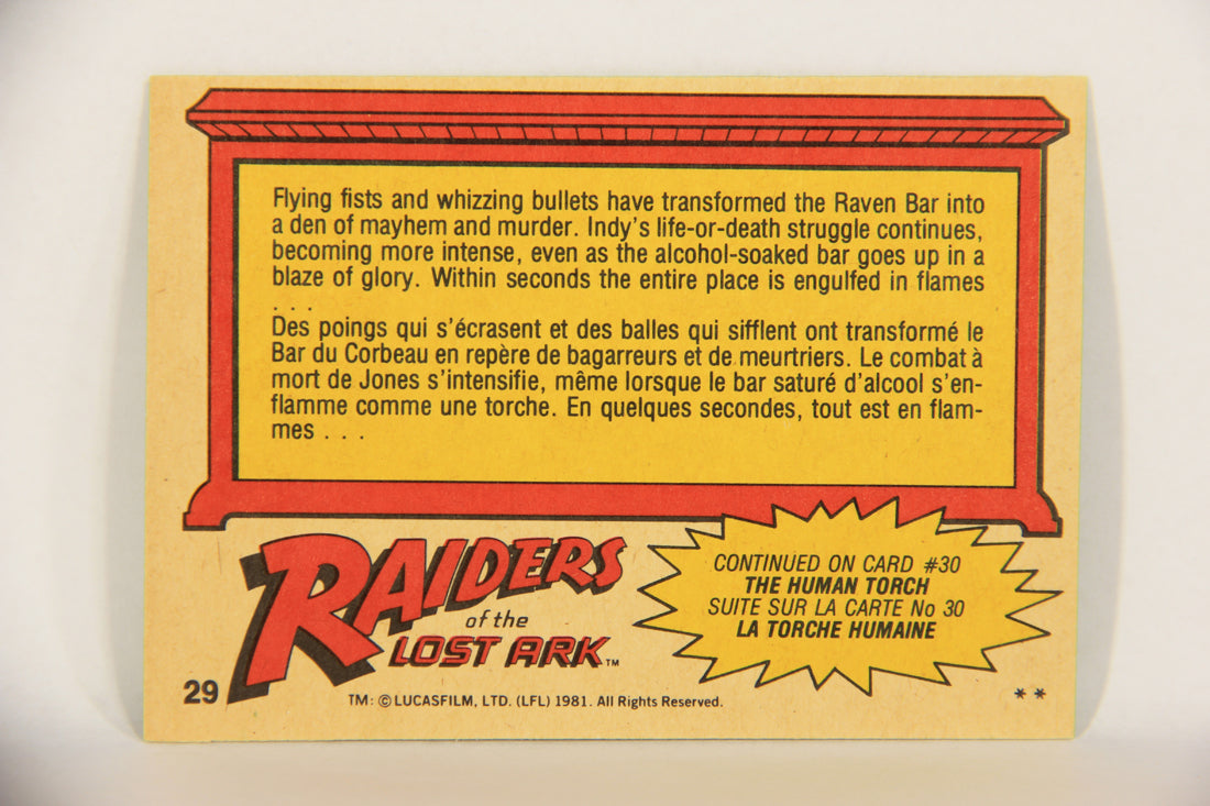 Raiders Of The Lost Ark 1981 Trading Card #29 Deadly Flames FR-ENG OPC L017955