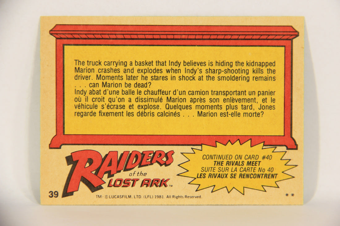 Raiders Of The Lost Ark 1981 Trading Card #39 Marion Ravenwood Dead FR-ENG OPC L017965