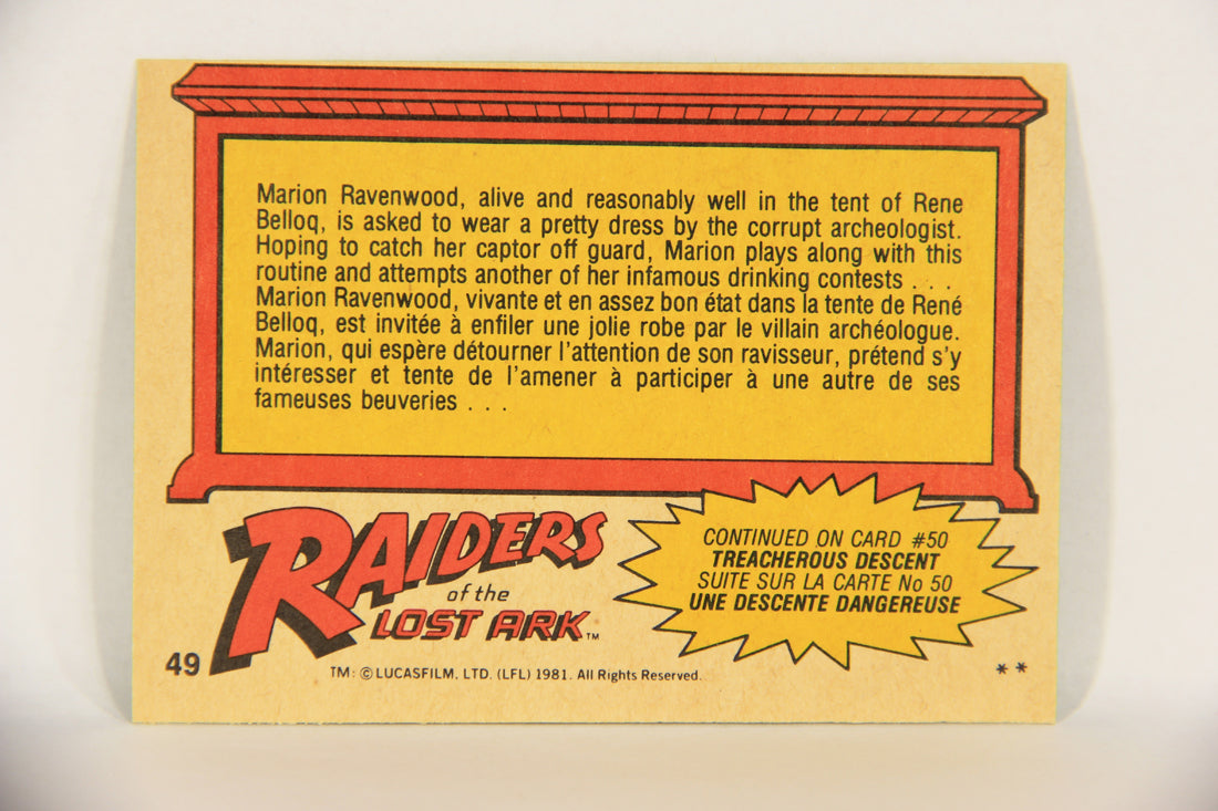 Raiders Of The Lost Ark 1981 Trading Card #49 A Very-Much-Alive Marion FR-ENG OPC L017975