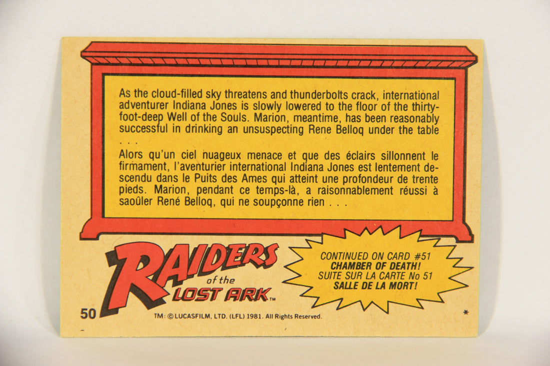 Raiders Of The Lost Ark 1981 Trading Card #50 Treacherous Descent FR-ENG OPC L017976