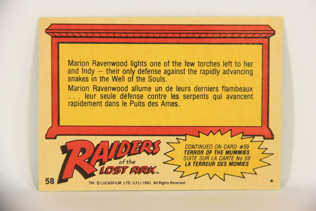 Raiders Of The Lost Ark 1981 Trading Card #58 Trapped In The Well FR-ENG OPC L017984