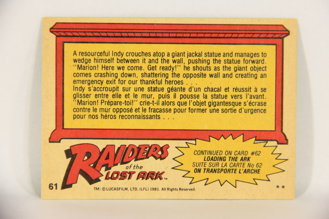 Raiders Of The Lost Ark 1981 Trading Card #61 Indy's Gamble FR-ENG O-Pee-Chee L017987
