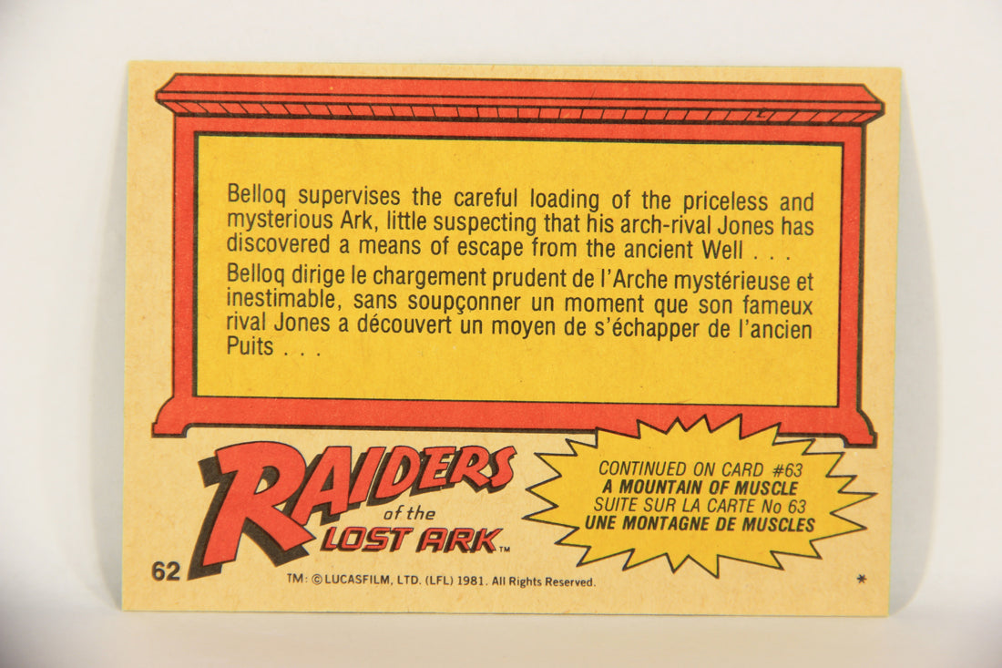 Raiders Of The Lost Ark 1981 Trading Card #62 Loading The Ark FR-ENG OPC L017988