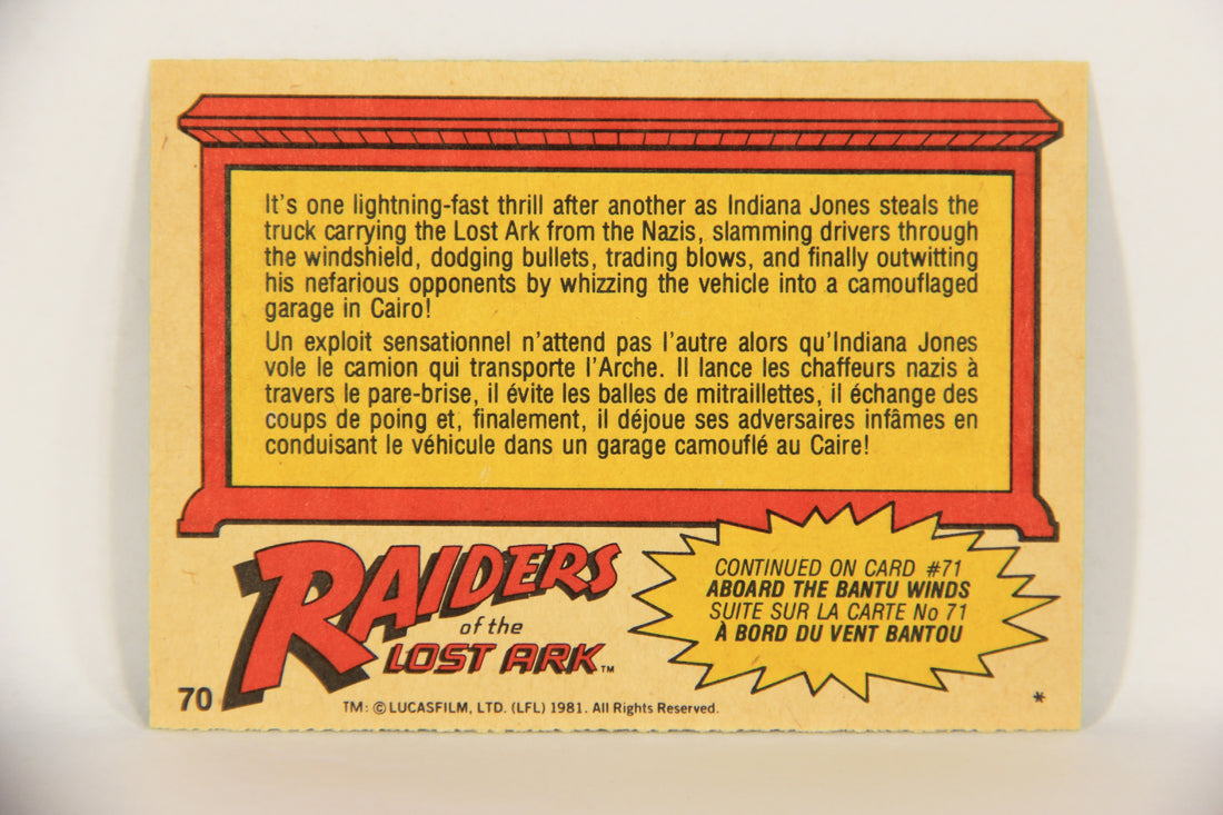 Raiders Of The Lost Ark 1981 Trading Card #70 The Chase FR-ENG O-Pee-Chee L017996