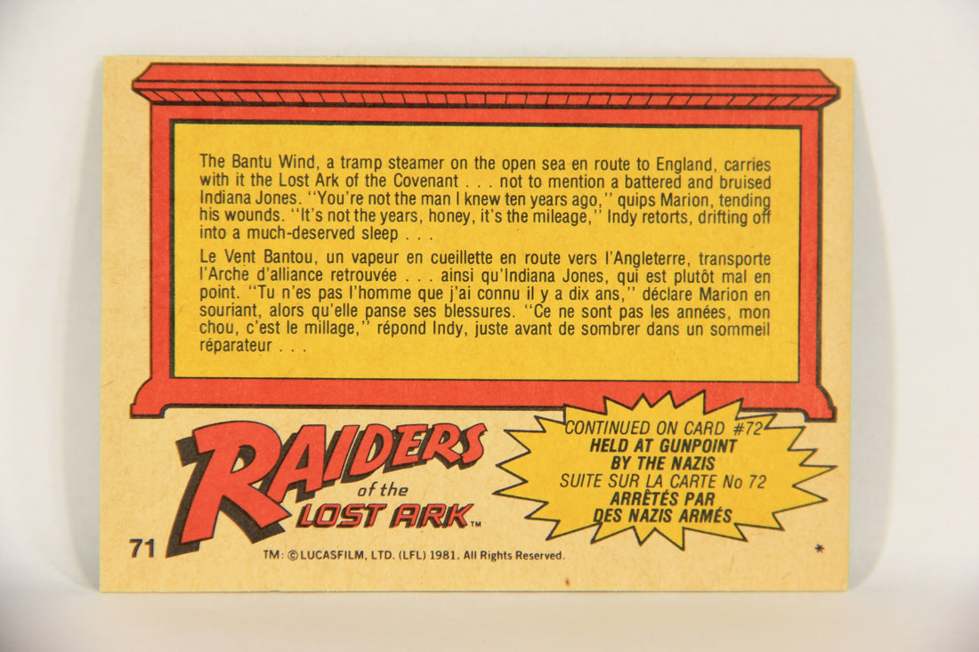 Raiders Of The Lost Ark 1981 Trading Card #71 Aboard The Bantu Wind FR-ENG OPC L017997