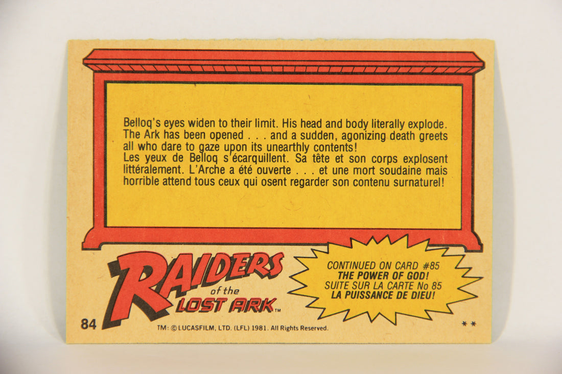 Raiders Of The Lost Ark 1981 Trading Card #84 The Ark Is Opened FR-ENG OPC L018010