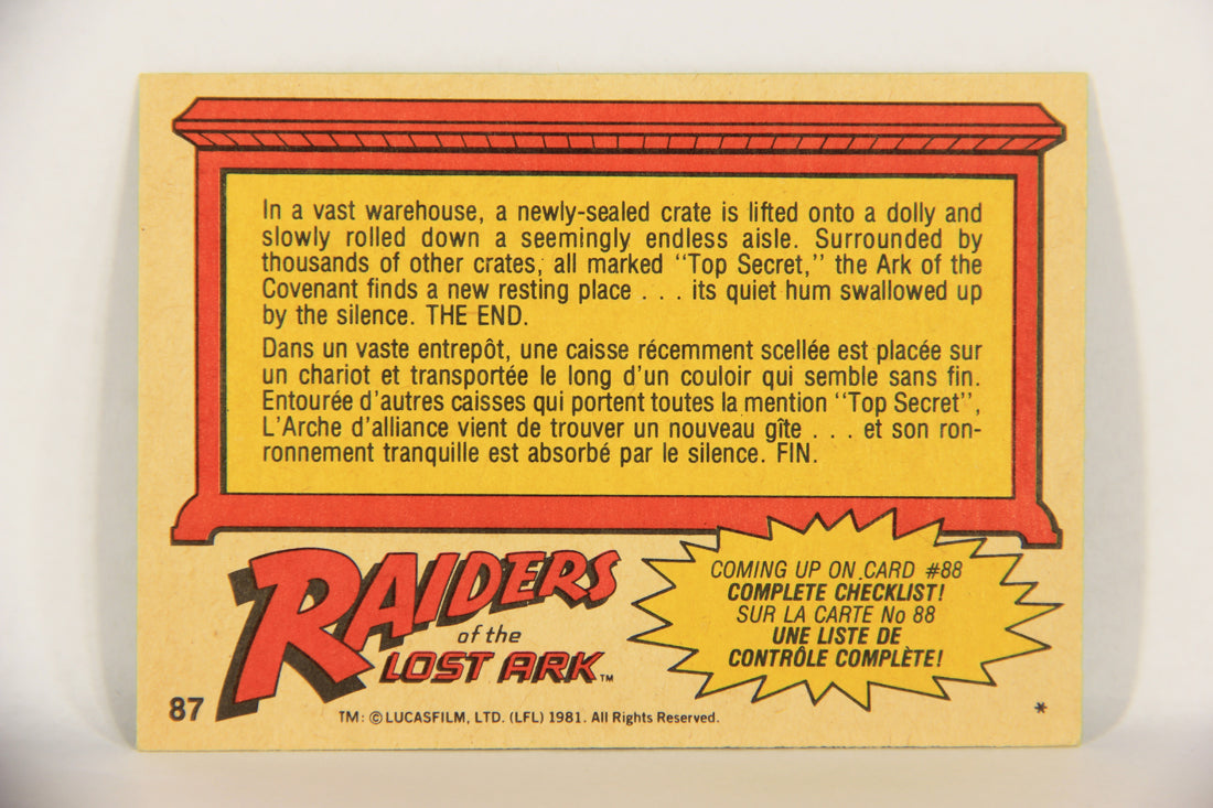 Raiders Of The Lost Ark 1981 Trading Card #87 Destiny Of The Ark FR-ENG OPC L018013