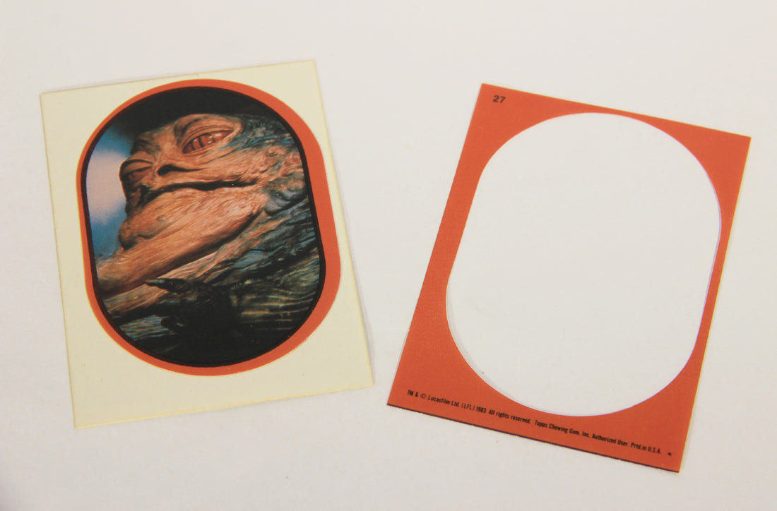 Star Wars ROTJ 1983 Topps Sticker Trading Card #27 Jabba The Hutt - Orange - Faulty L018024