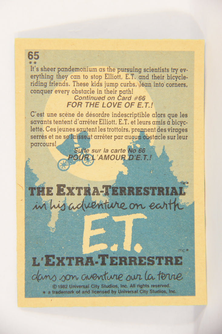 E.T. The Extra-Terrestrial 1982 Trading Card #65 Bicycle Chase FR-ENG OPC L018092